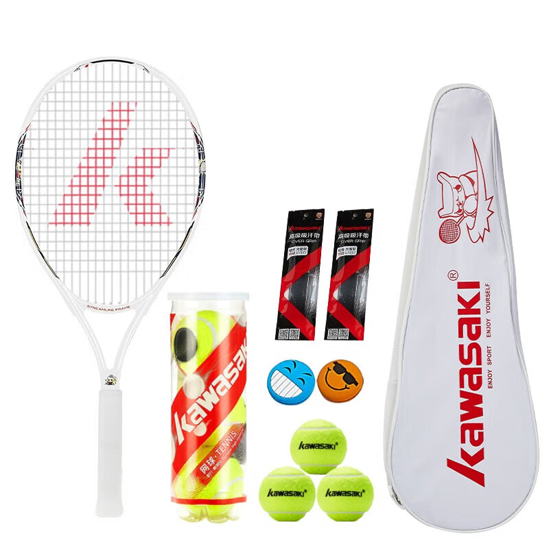川崎 kawasaki 儿童网球拍2021款青少年初学碳纤维网拍单拍 happy