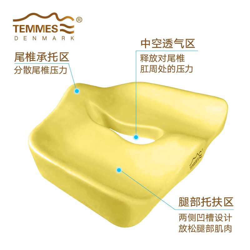 TEMMES 丹麦泰梅斯 办公室椅子垫屁股记忆棉透气减压垫久坐汽车座垫夏季 释压款(星空灰） 软弹释压芯材