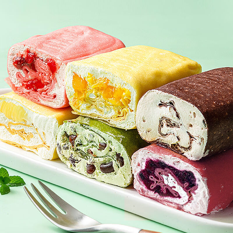 毛巾卷网红爆浆奶油巧克力抹茶草莓味面包糕点甜品零食小吃 蓝莓 芒果