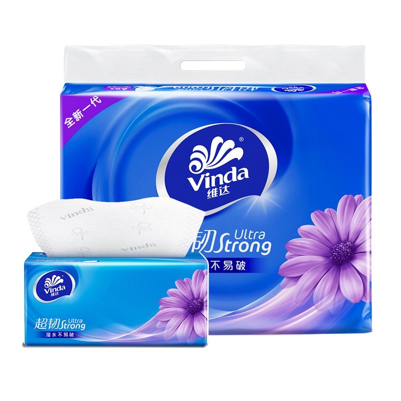 维达（Vinda）抽纸 超韧3层130抽*6包S码 湿水不易破 卫生纸 纸巾 餐巾纸 