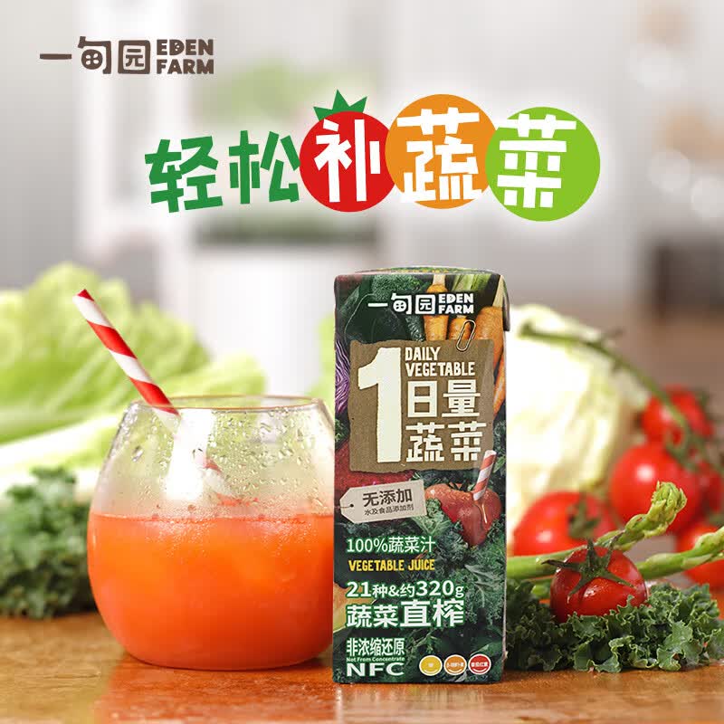 一甸园100%果蔬汁非浓缩蔬果饮料 NFC蔬菜汁200ml*10盒 礼盒装