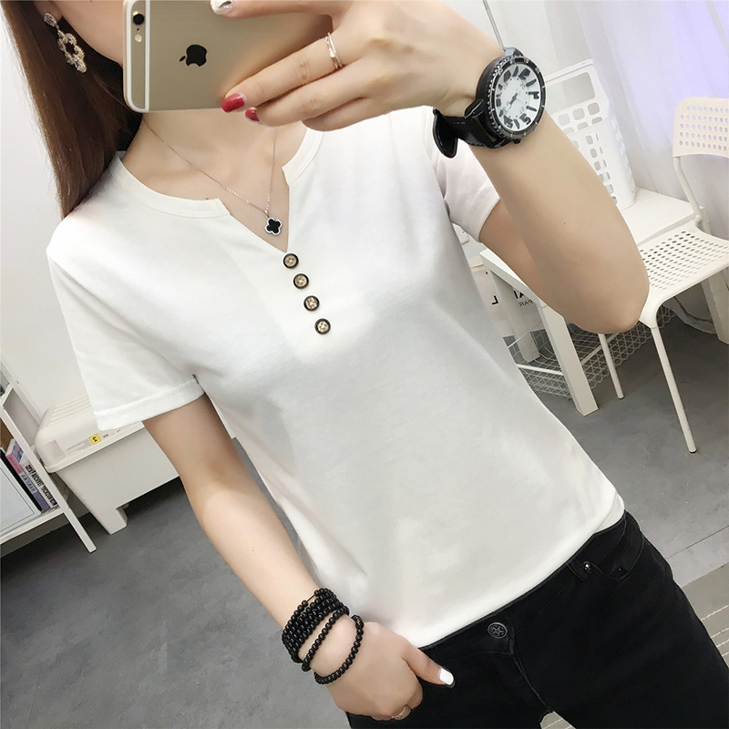 夏季韩版短袖恤女洋气短袖学生领女装新款潮上衣 900#白色 L