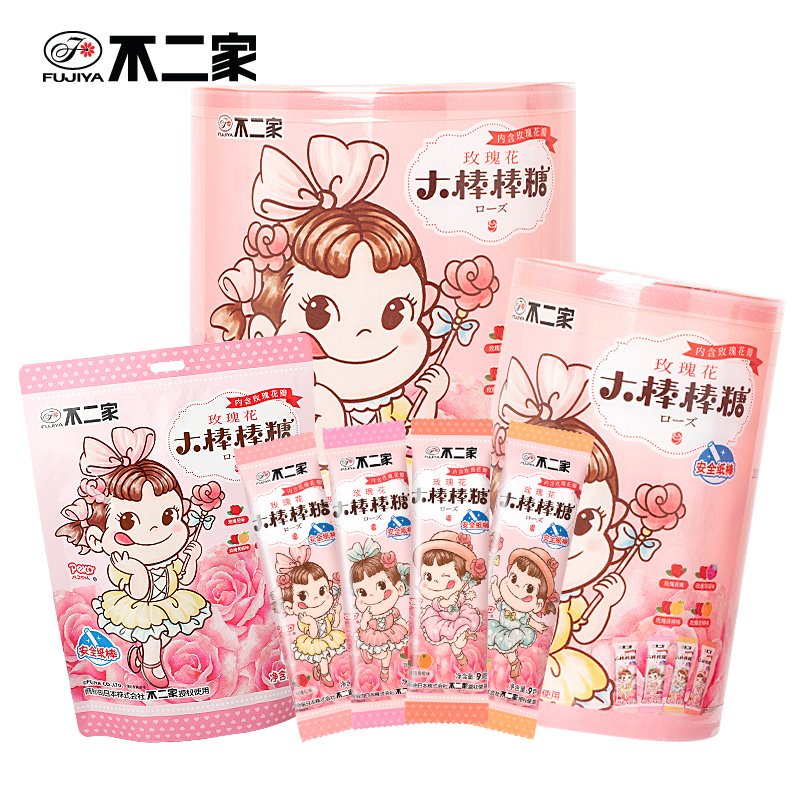 不二家玫瑰花棒棒糖即食女生糖果喜糖休闲零食糖果零食小吃 【12支】