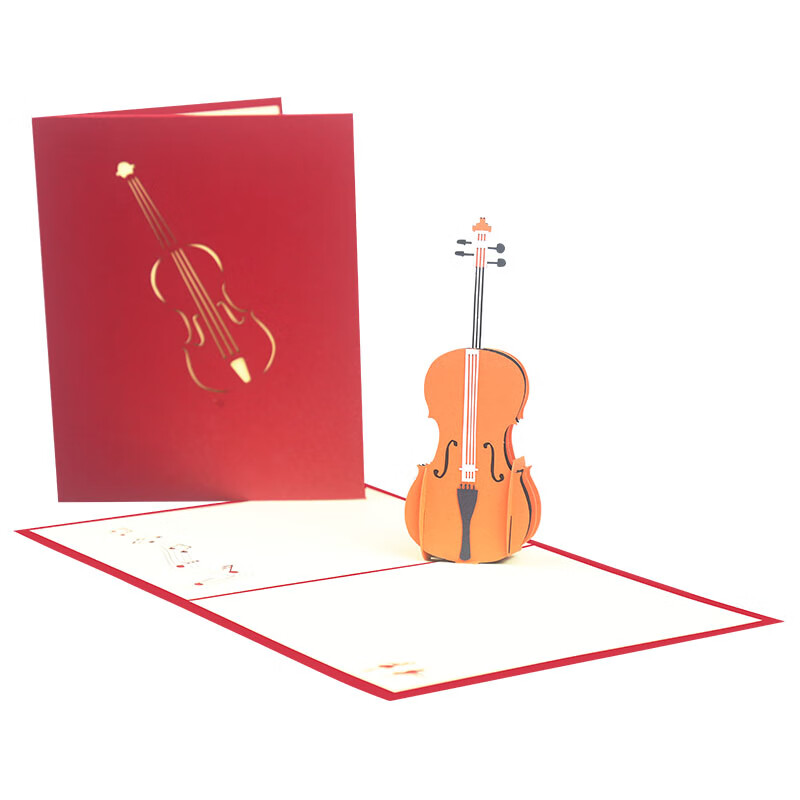 热卖生日立体贺卡礼物音乐创意3d小提琴纸雕送男生卡通卡片 小提琴