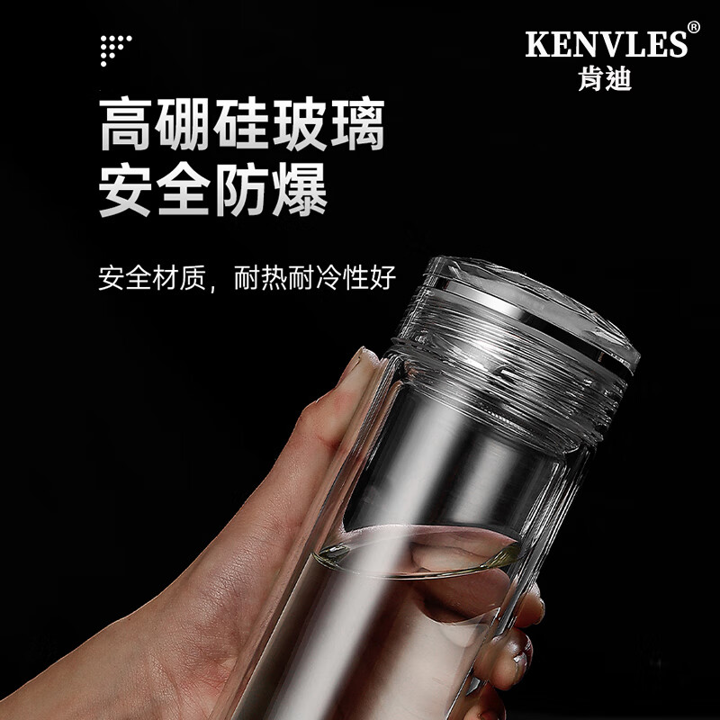 KENVLES英国品牌双层玻璃杯男士十二生肖浮雕水晶耐高温商务办公泡茶杯 【十二生肖浮雕】高档礼盒360ml
