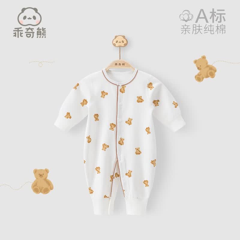 乖奇熊宝宝衣服春秋季长袖睡衣居家服婴儿连体衣纯棉哈衣爬爬服 白色/泰迪小熊 90cm属于什么档次？
