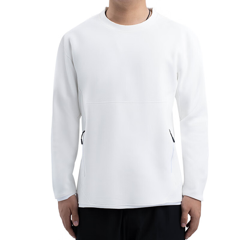 官方网旗艦店小白t男女秋冬长袖圆领t恤休闲百搭外穿纯色小t恤丅 白色