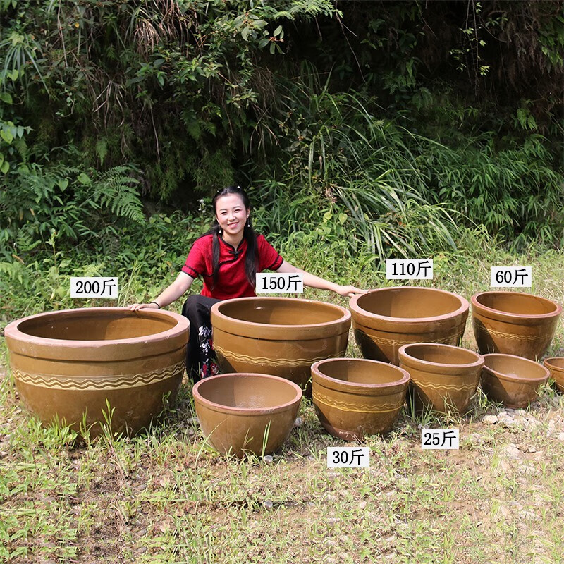 正宗老式水缸发酵酱缸陶瓷大号储水家用养鱼荷花庭院造景酿酒瓦缸