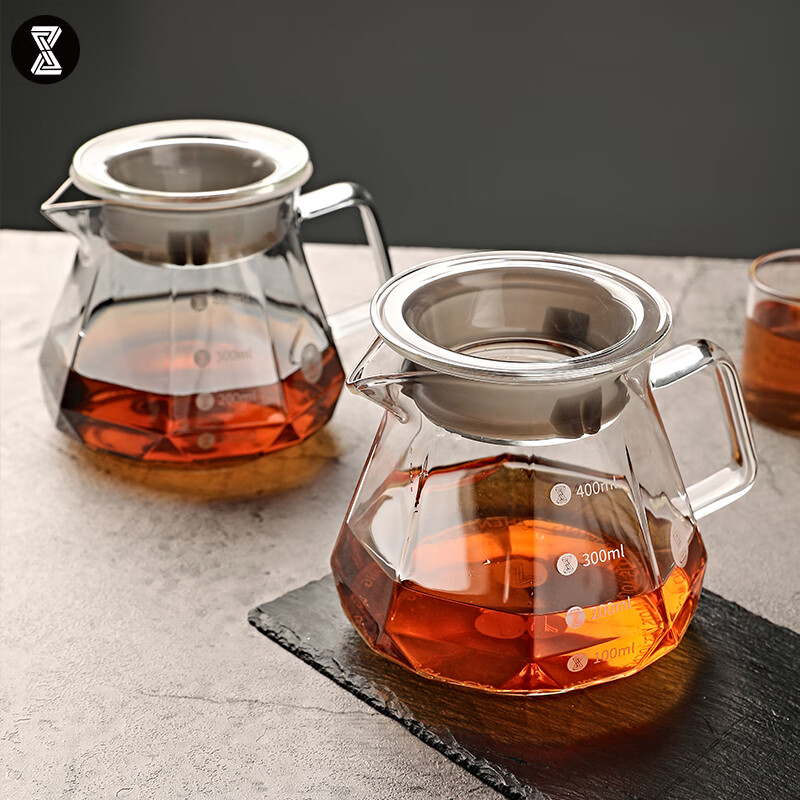 臻航咖啡壶手冲咖啡滤杯玻璃分享壶套装冷萃杯美式滴漏壶带刻度过滤器 烟灰色滤杯+分享壶