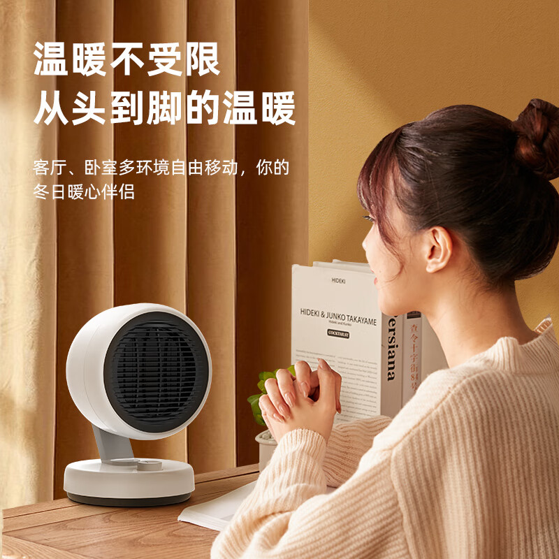大宇(DAEWOO) 取暖器暖风机智能温控家用立式电暖风 可摇头塔式浴室热风机冷暖风扇 节能速热 台式冷暖风扇 颜值款 QN08天空蓝