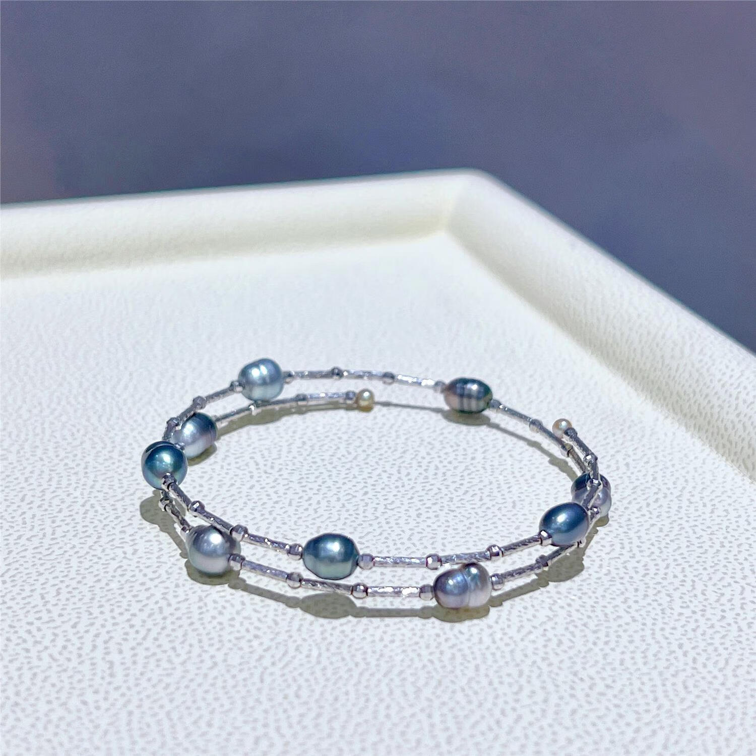 糜鸿(miehone)吟夏流星 大溪地野生无核keshi珍珠弹力手镯手链异形