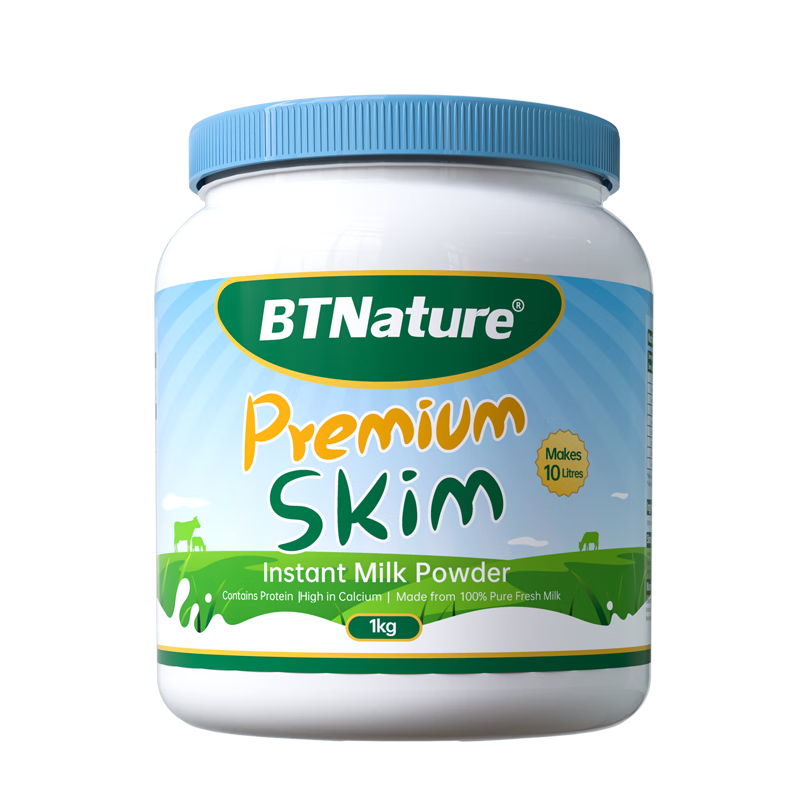 BTNature贝特恩蓝罐胖子奶粉成人澳洲高钙蛋白儿童中老年脱脂奶粉1kg