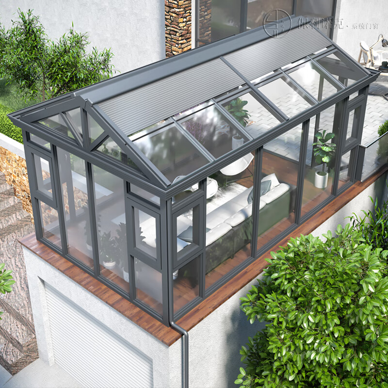 保利诺克 钢结构别墅阳光房平顶弧形密封阳台隔音隔热玻璃房保温隔热