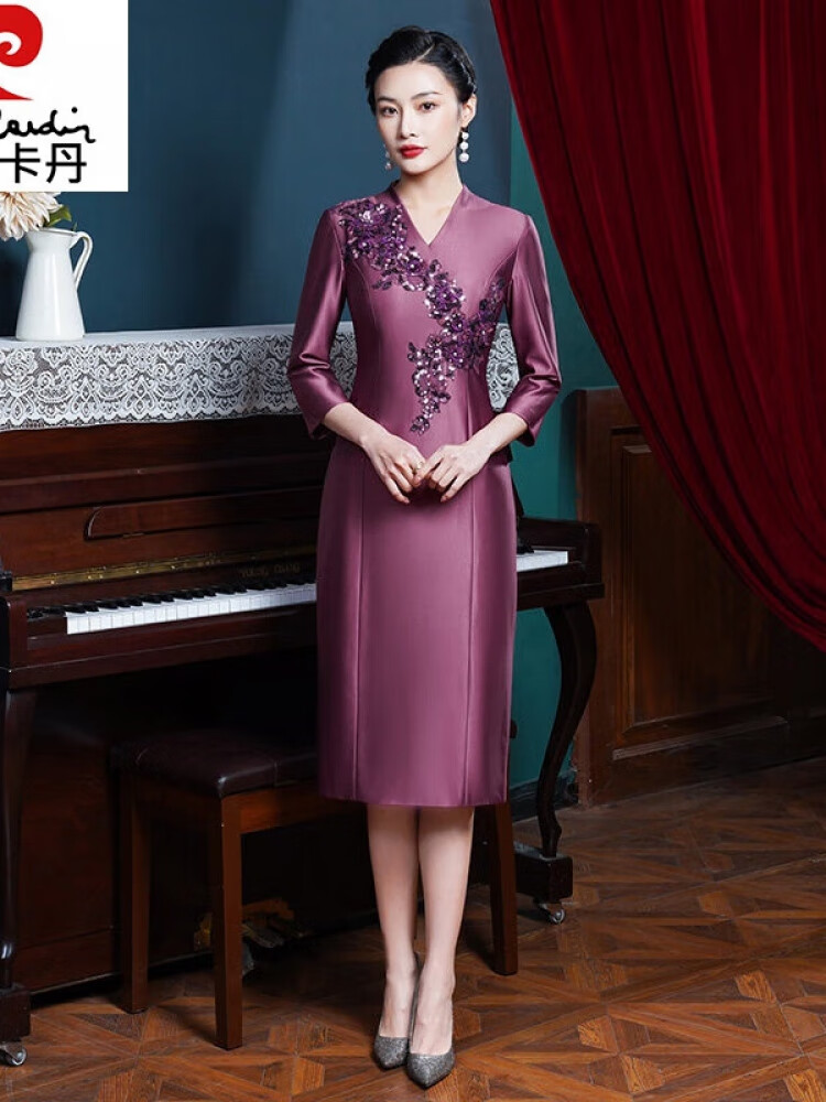 皮尔卡丹2024年春夏新款婚礼妈妈礼服平时可穿喜婆婆婚宴装宴会礼服