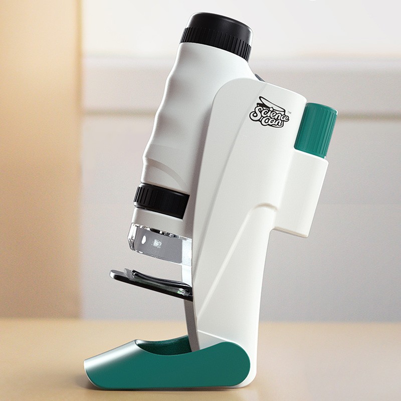 科学罐头显微镜玩具儿童便携手持3合1高倍显微镜中小学生科学观察steam实验室放大镜男孩玩具女孩玩具 达尔文便携式科学显微镜