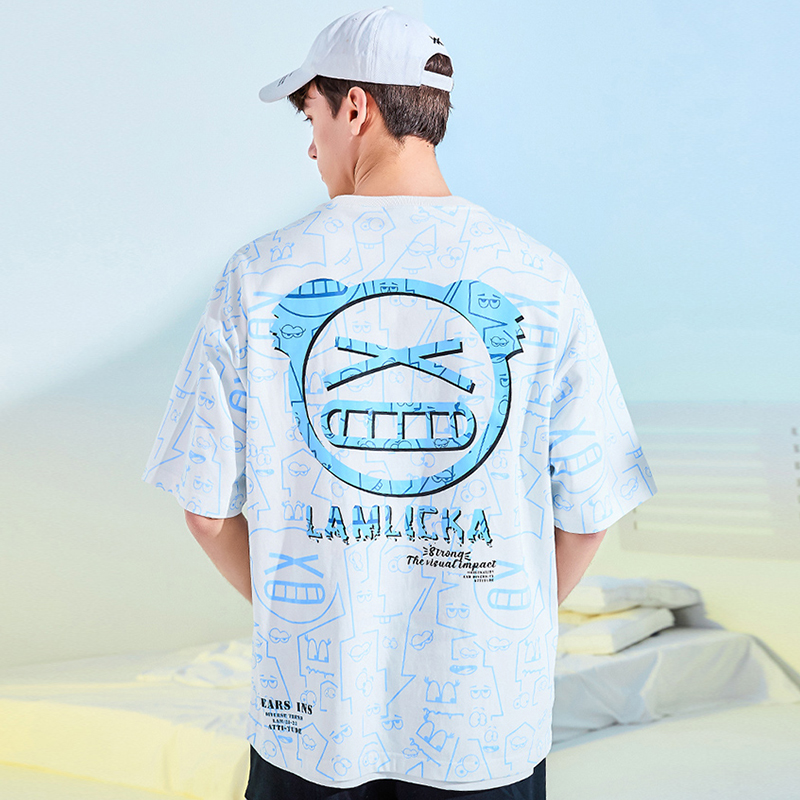 天龙致尊denon supreme短袖t恤男女潮牌小恶魔涂鸦oversize宽松大码