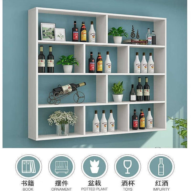 朵貌德国品质酒架客厅家用酒柜厨房餐厅墙体置物架墙上展示架多层悬挂 【三层】长80高100深20 灰色【环保板材】