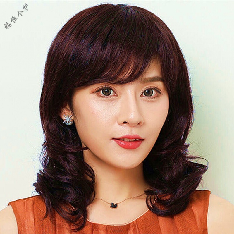 露易丝假发女长卷发大波浪中年女士假发逼真假头发真发全头套假发 深