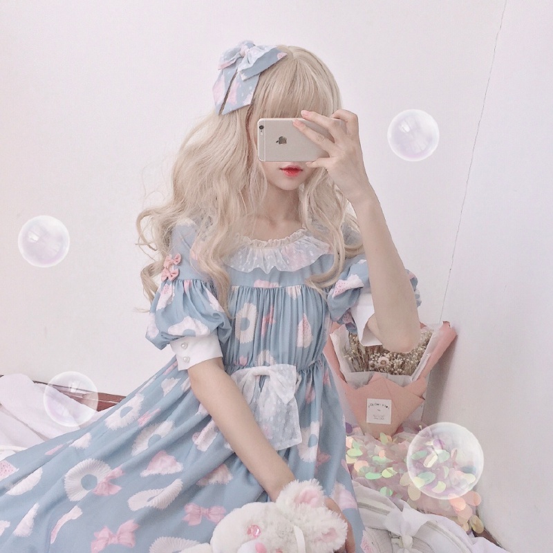 纯白色lolita假发女生自然微长卷发大波浪空气刘海奶奶灰软妹假毛 米