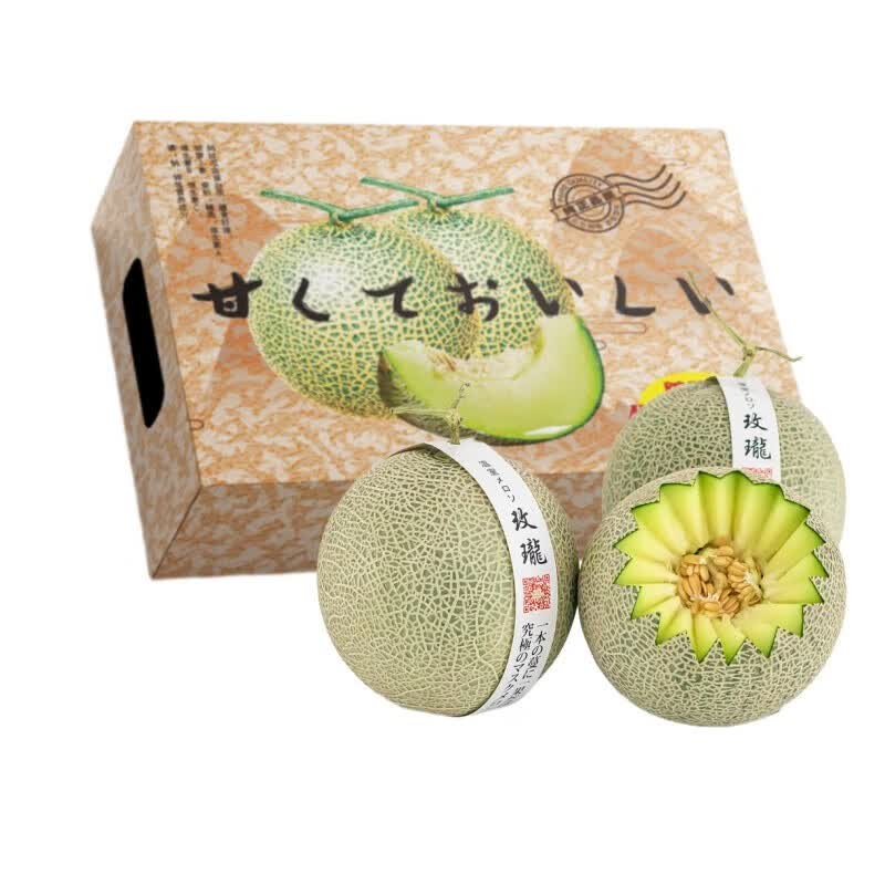 京鲜气玫珑蜜瓜 冰淇淋甜瓜网纹瓜日本品种冈藤蜜瓜海南网纹蜜瓜礼盒 精选 2枚【无礼盒】