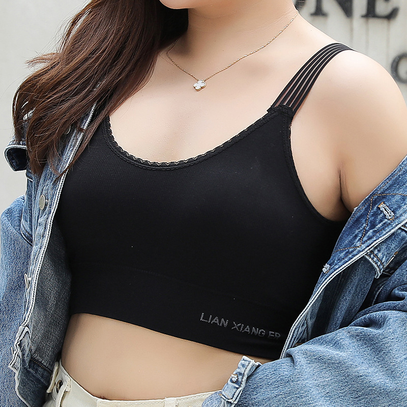 心芘大码内衣女200斤大码胖妹妹女聚拢大胸显小背心式无钢圈运动美背