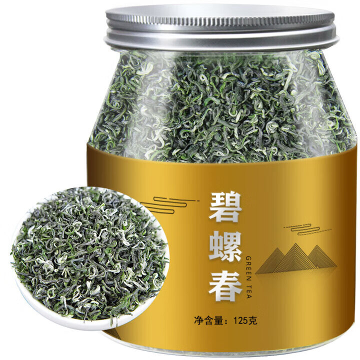 八窨飄雪碧螺春綠茶茶葉2025新茶可冷泡春茶雨前一級(jí)高山云霧自己喝 【金罐明前】特級(jí)碧螺春