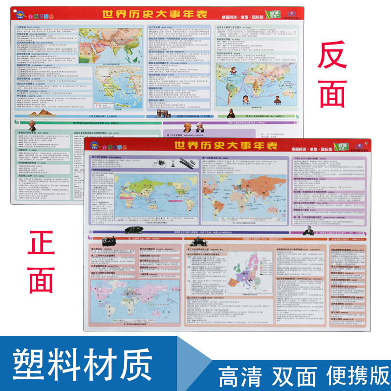 新版 世界历史大事年表 金博优图典 桌面阅读桌垫鼠标垫世界地图 桌垫 初高中一二三学生学习工具书
