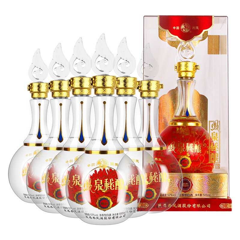 西凤酒 凤泉秘酿藏品整箱6瓶 52度浓香型高度白酒 商务宴请用酒水