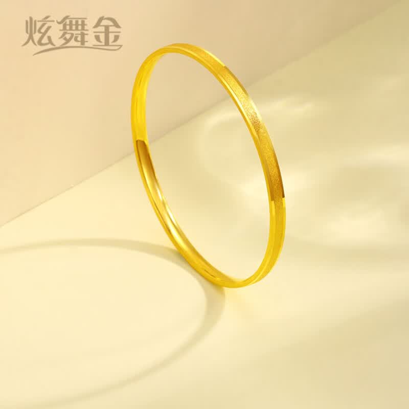 炫舞金珠宝 黄金手镯女 足金999筷子手镯磨砂素圈宽面金镯子  自戴送礼 14克 -58号圈怎么看?