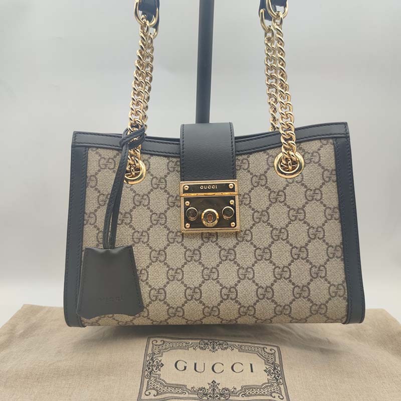 【二手95新】古驰gucci padlock黑色锁头包托特包女士