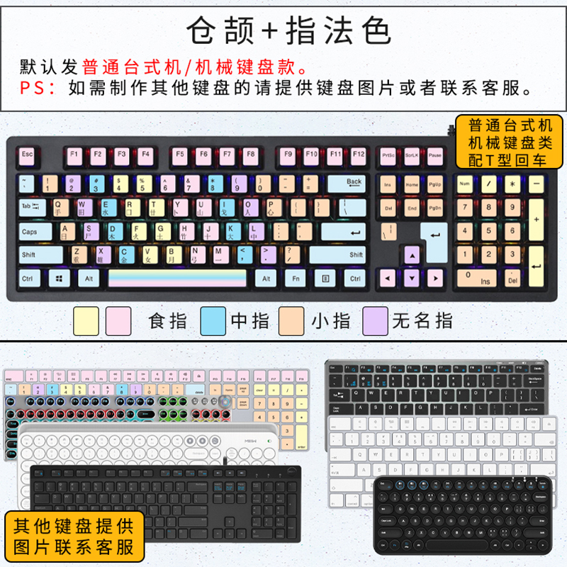 贴膜五笔字根仓颉注音繁体速成码谐音盲打英文版键帽贴纸 仓颉 指法色