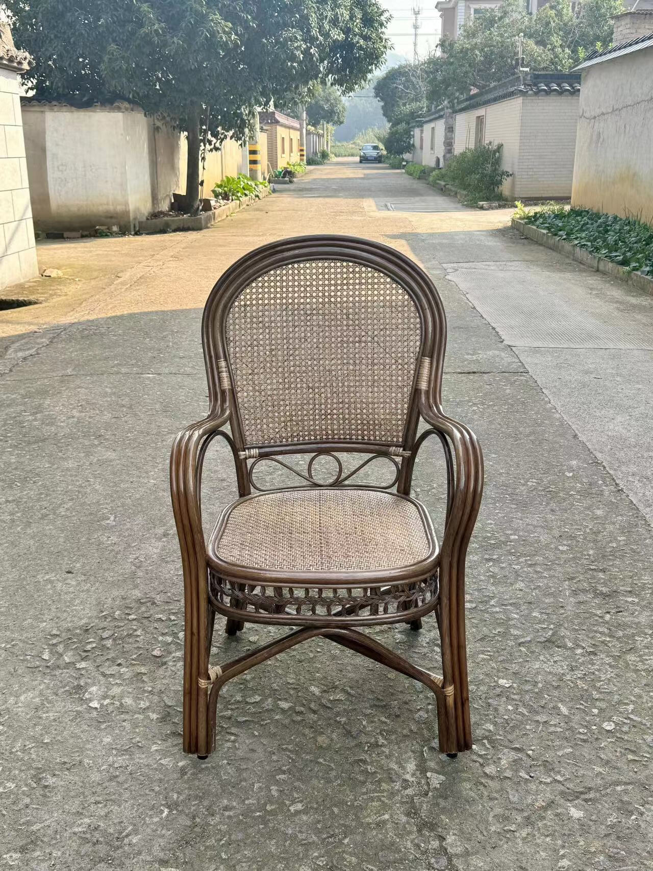 印尼真藤老人成人家用休闲手工编织室内室外棕棚藤椅子 常规款空心