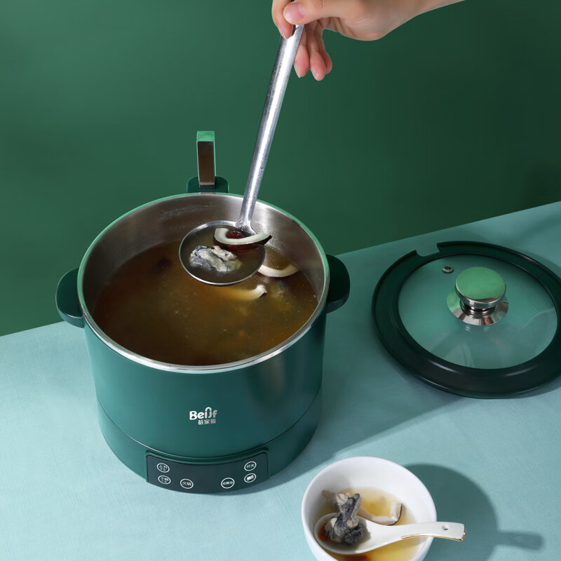蓓家福（BeiJF）低糖电饭煲米汤分离家用智能升降电饭煲全自动沥水饭锅蒸煮米饭锅 3升墨绿色 带预约 侧边升降（适合1-3人） 3L