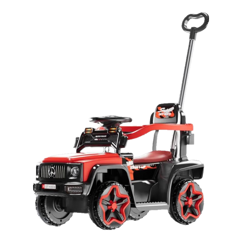 愛奇馬 兒童電動(dòng)車四輪越野車推桿遙控男女寶寶禮物玩具可坐充電童車 中國紅雙驅(qū)皮+藍(lán)牙遙控+推把護(hù)欄