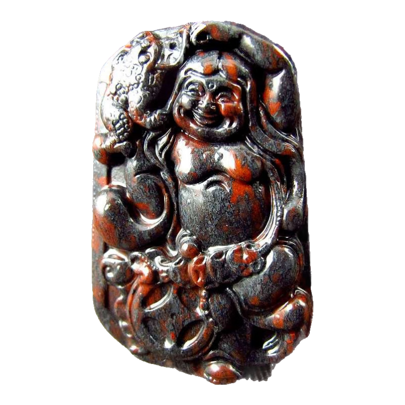 萬(wàn)宗劉海戲金蟾天然廣西桂林雞血石吊墜男女雞血玉項鏈