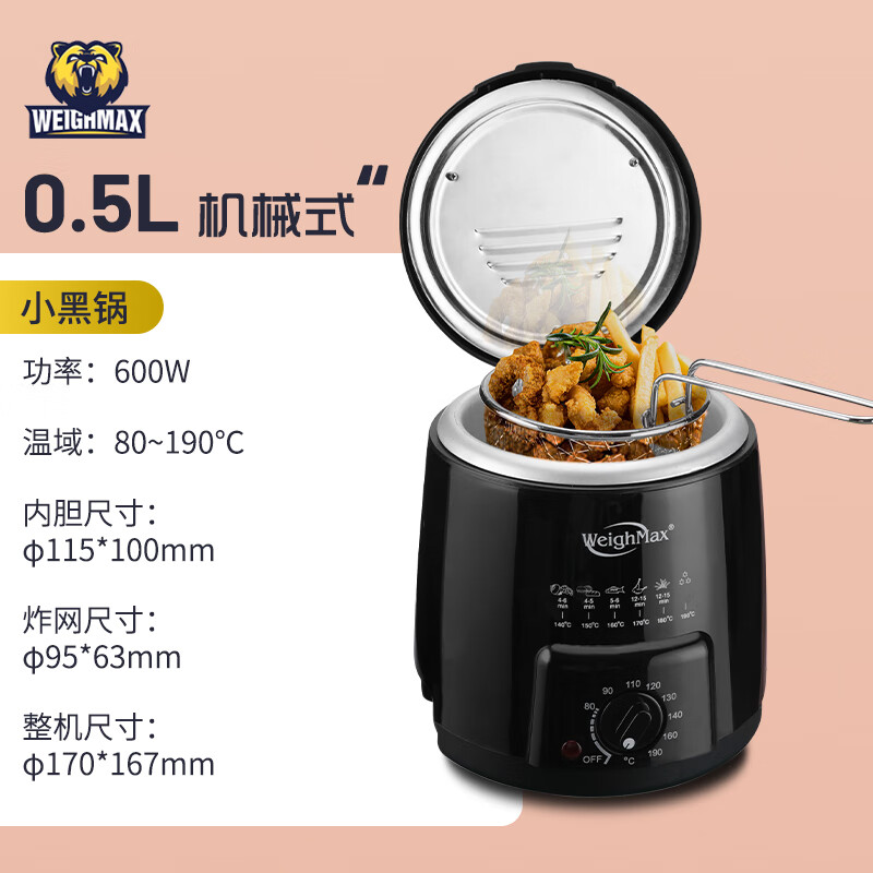 拓进德国进口品质薯条小型电炸锅家用省油商用多功能电炸炉油炸锅电热