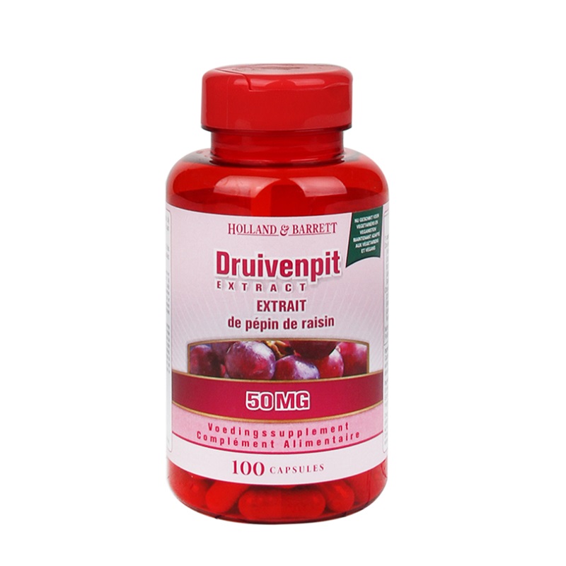荷兰 进口 h&b 花园店 葡萄籽 青花素 胶囊 opc 50mg 100粒