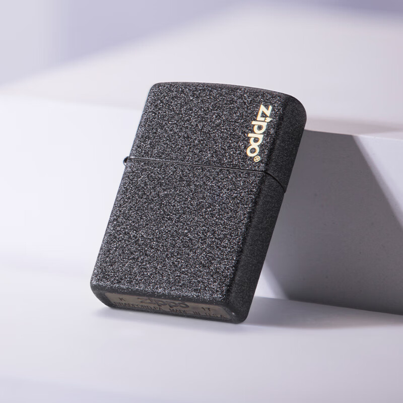 ZIPPO打火机官方旗舰店正品520礼物送男友黑裂漆236商标可定制刻字告白 黑裂漆-经典商标通用套装