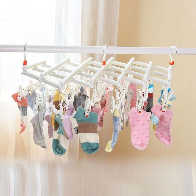 博士汇 衣架 晾衣架 裤夹 衣架夹子 无痕衣架 晾衣夹 晾衣架袜子 折叠晾衣架 袜子架 晾袜子架 可伸缩衣夹【深蓝色】