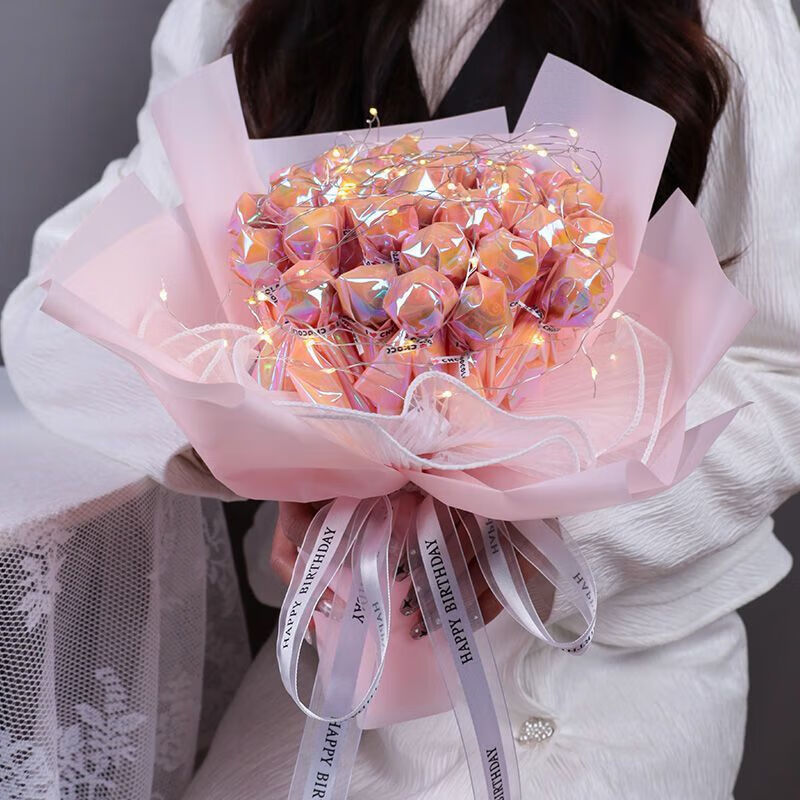 棒棒糖花束粉色33 礼袋 灯