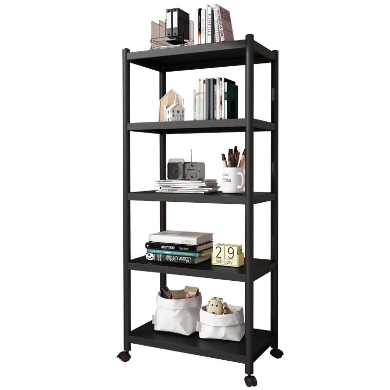 喻品 厨房置物架落地收纳架可移动多层微波炉架子家用电器烤箱储物货架 ZW66五层长80宽40高158