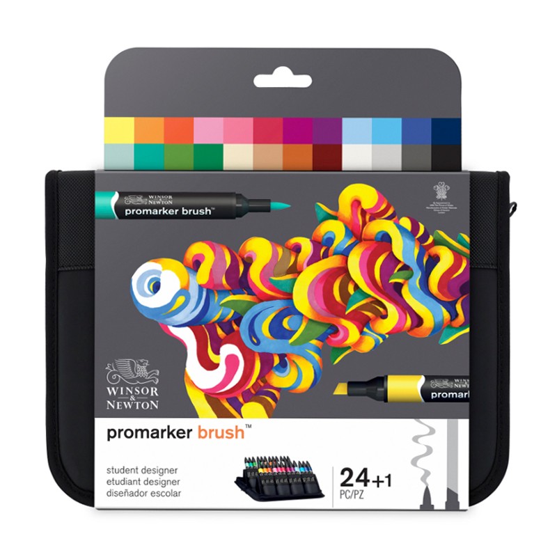 温莎牛顿 酒精性双头马克笔 软头马克笔套装 学院套装24色