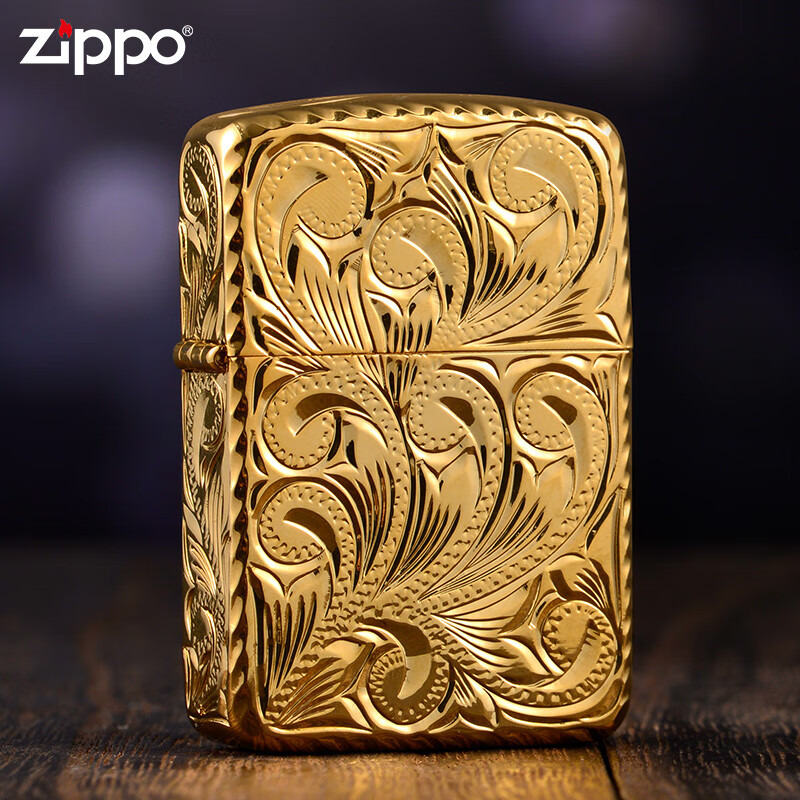 zippozippo煤油防风打火机 美国进口之宝1941复刻机五面雕花卷草纹