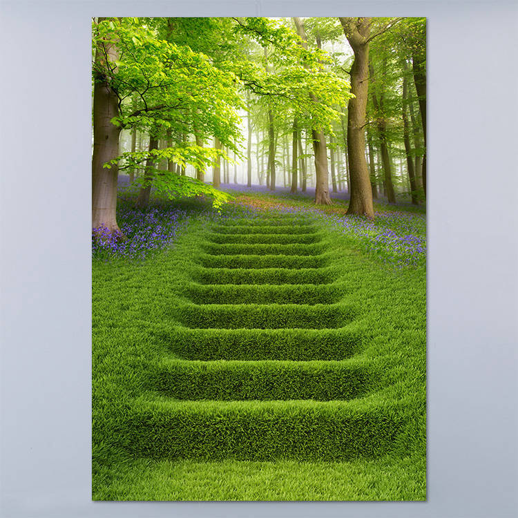 草原森林风景装饰画挂画壁画背景图墙贴自粘绿色护眼唯美自然风景