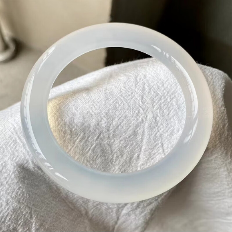 kerla白玉髓手镯荔枝冻冰种原色白玉髓圆条手镯 圆条54毫米