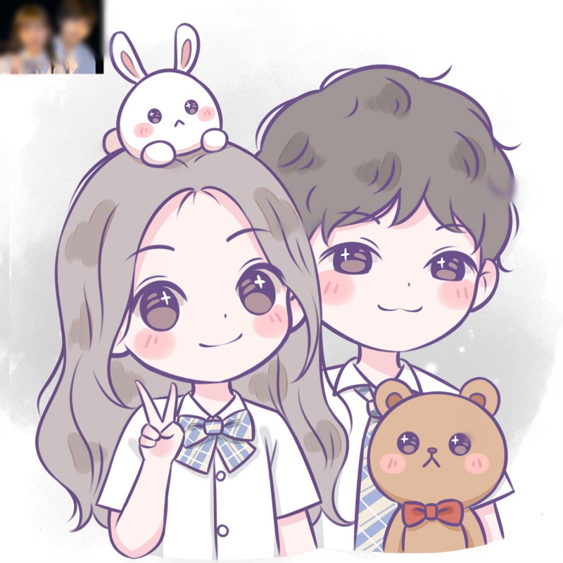 睿泰q版定制设计卡通人物照片转漫画人像动漫情侣画约稿 卡其色 半身