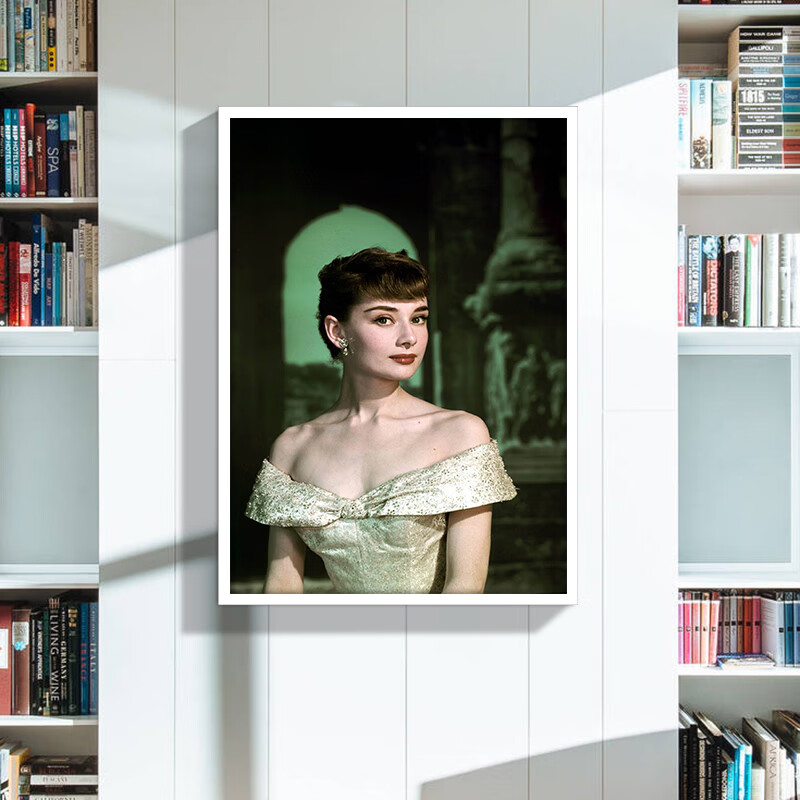 格绿美奥黛丽赫本装饰画三联黑白复古怀旧美女海报挂画服装店酒吧现代 LJ9297 装好框60X80厘米 环保木质框+