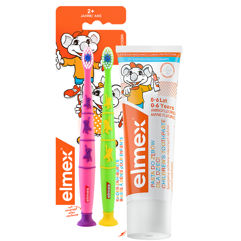 ELMEX儿童牙膏50ml+儿童牙刷2支套装