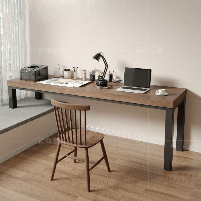 羽俙碧飘窗桌实木靠窗台桌定制小户型简约书桌阳台电脑桌高低脚长短腿