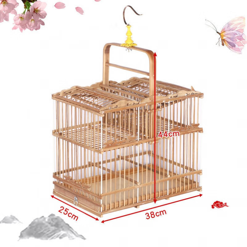 hkml*新款精品鸟笼打笼鸟用机关笼滚笼拍笼踏笼麻料黄巧鸟食盒自锁